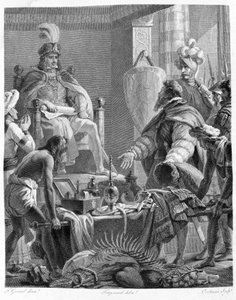Koning Manuel I de Grote (1469 - 1521) ontving Vasco de Gama. door Unknown artist