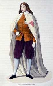 Ridder van de Orde van Avis (of Aviz), Portugese ridderorde ingesteld in 1147 door koning Alfonso I Henriques voor de strijd tegen de Moren. Gravure uit de 19e eeuw door Unknown artist