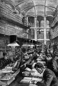 De bibliotheek Cujas van de rechtenfaculteit van Parijs, Gravure in het tijdschrift "La jeunesse" door Unknown artist