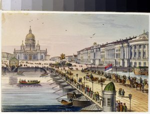 De Sint-Isaac kathedraal en het Senaatsplein in Sint-Petersburg door Unknown artist