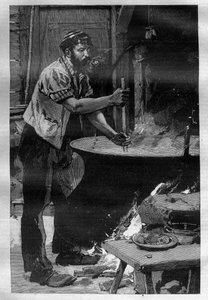 De fabricage van Gruyere kaas - Gravure in 