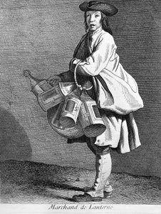 Lantaarndrager. 19e-eeuwse gravure. door Unknown artist