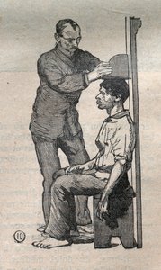De gerechtelijke antropometrie of bertillonnage, methode van Alphonse Bertillon (1853-1914): meting van de borst - Gravure in 