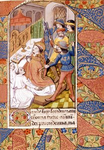 De moord op Sint Thomas Becket (1118 - 1170), prelaat en Engelse politicus. Miniatuur uit de 14e eeuw. Victoria & Albert Library, Londen door Unknown artist