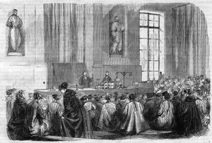 De cursus voortgezet onderwijs voor meisjes aan de Sorbonne: scheikundeles - Gravure in Le Journal Illustré