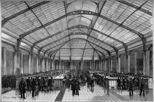 Le crédit foncier in Parijs: de grote zaal van de kassa
