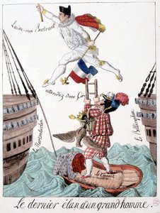 De laatste opwelling van een groot man: karikatuur van Napoleon en Generaal Bertrand - in "Napoleon 1er, karikaturen, dummy collectie", Parijs door Unknown artist