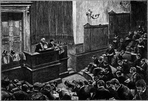 Het grote amfitheater van de rechtenfaculteit van Parijs, Gravure in "Le journal de La jeunesse" door Unknown artist