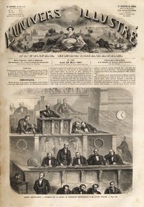 Wetgevend lichaam - zitting van 14 maart 1861 - Pierre Jules Baroche antwoordt aan Jules Favre - het Illustere Universum van 1861 door Unknown artist