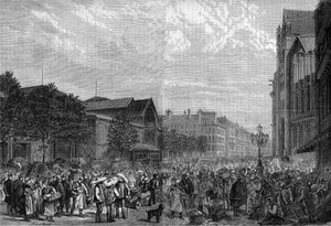 Les Halles centraal in Parijs in 1878