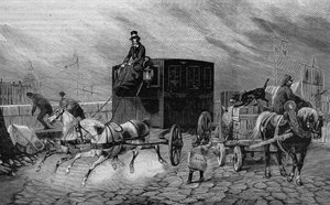 Les Omnibus de Paris in de 19e eeuw: la Bearnaise - gravure uit 1892