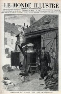 Les bouilleurs de cru - de distillatie aan huis in Parijs in 1895 - gravure in 