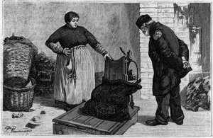 Les chiffonniers: le weighing. Gravure in 