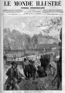 De vissers van de ochtend bij de sluis van de Monnaie in Parijs. Gravure in 