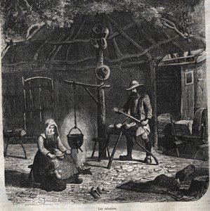 De klompenmakers. gravure 19e eeuw door Unknown artist
