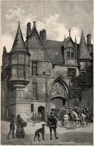 Het hotel de Sens in Parijs in het IVe arrondissement ten tijde van koningin Margot - Buitenzicht op het Hotel de Sens in Parijs ten tijde van Margaretha van Frankrijk (1553-1615) door Unknown artist