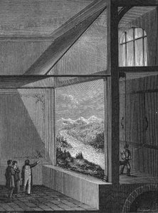 Louis Daguerre voerde een demonstratie uit van het diorama en de manier van schilderen door Unknown artist