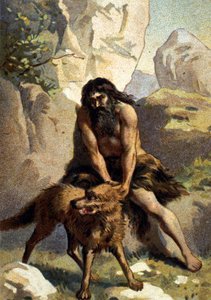 Lycanthropie: Waanzin van degene die denkt dat hij in een wolf is veranderd. Chromo uit de 19e eeuw