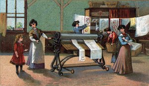 Strijkmachine. Chromolithografie van het einde van de 19e eeuw. door Unknown artist