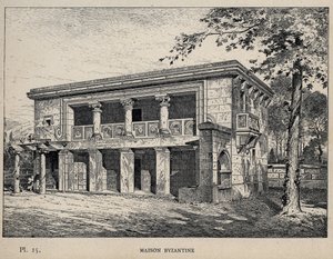 Byzantijns huis - gravure van 1889 in 