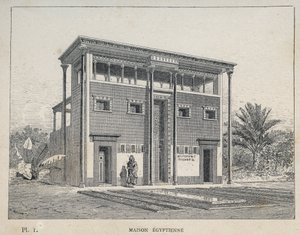 Egyptisch huis - gravure van 1889 in 