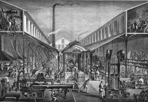 Belangrijke industrieën in de 19e eeuw: constructiewerkplaatsen voor zagerijen en werktuigmachines, van M. Arbey in Parijs in 1865