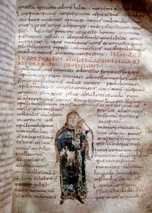 Manuscriptpagina uit "De simplicibus medicamentis" van Claude Galien (v. 131 - v. 201). 8e of 9e eeuw. Governativa van Lucca door Unknown artist
