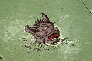 Zeemoster met het hoofd van een demon. (detail) van een kaart van de atlas van Urbano Monte door Unknown artist