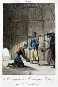 Huwelijk in de Mandingues (Mali?), Afrika - gravure door Unknown artist