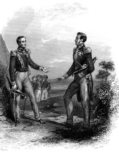 Ontmoeting tussen Jose San Martin en Simon Bolivar door Unknown Artist