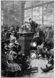 Maatregelen genomen tegen de cholera-epidemie verspreid in Toulon: de ontsmettingsruimte van het station van Lyon, Parijs. Gravure in “Le Monde Illustré” door Unknown artist