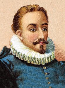 Portret van Miguel de Cervantes Saavedra (1547-1616), Spaanse dichter en toneelschrijver door Unknown artist