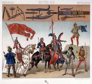 Militaire kostuums in de Middeleeuwen tussen 1439 en 1450. In 