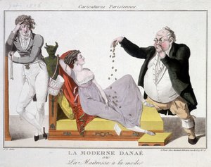 Moderne Danaë of de modieuze burgemeestersvrouw (prostitutie) - karikatuur