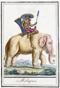 Molukse man op een olifant (Molukken, Indonesië)
