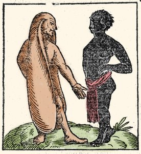 Monsterlijke wezens: twee Afrikaanse mannen, een van hen met lange oren om zich te beschermen tegen de zon en de kou. Wanneer een situatie hen intimideert, kunnen hun oren hen laten wegvliegen. Symbolisch laten ze hen beter luisteren naar het woord van God door Unknown artist