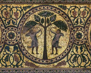 Mozaïek van de koninklijke jacht (detail), de Fonteinkamer, 1165-67 door Unknown
