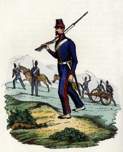 Bergartilleriebataljon van het Franse leger van Afrika in Algerije in 1830. In 