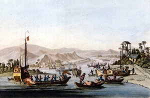 Monding van de Yang Tse Kiang door Unknown artist