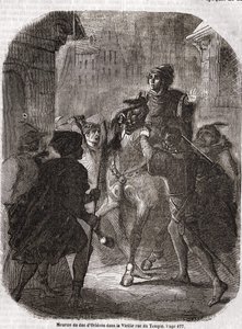 Moord op Lodewijk I van Valois, hertog van Orléans (1372 - 1407) in de Oude Rue du Temple door Jean Sans Peur - in 