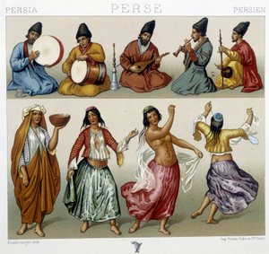 Muzikanten en dansers in Perzië - in 