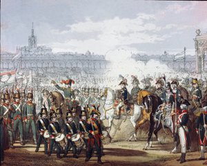 Napoleon Bonaparte (1769-1821) inspecteert het Lombardische en Cispadische legioen van de militie op 09/07/1797