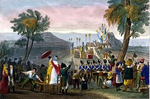 Napoleon I overhandigde het Legioen van Eer aan de soldaten in Camp de Boulogne op 16 augustus door Unknown artist