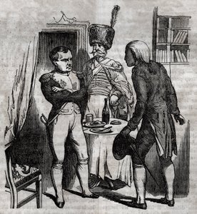Napoleon I in de aanwezigheid van Jean Nicolas Corvisart (1755-1821) arts Engelse gravure in 