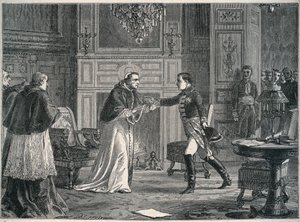 Napoleon bezoekt paus Pius VII in Fontainebleau 1804 - Bezoek van Napoleon I aan paus Pius VII in Fontainebleau 1804
