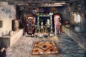Indiaanse altaarruimte van de Powamu gemeenschap in een Hopi huis, Grand Canyon, Arizona door Unknown artist