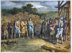 Inheemse bevolking van Amerika: Indianen. De kolonisten ontmoetten Massasoit (1590-1661) ook bekend als Ousamequin 