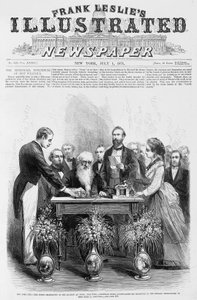 New York City - Morse viering in de Academy of Music, 10 juni - Professor Morse manipuleert zijn handtekening naar het bericht dat door Miss Sadie E. Cornwell werd getelegrammeerd - in 
