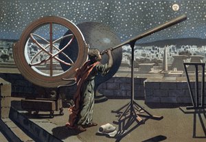 Hipparchus van Nicea (Hipparkhos) in het Alexandrijnse Observatorium, Griekse astronoom (in Bithynië, 2e eeuw v.Chr.) naar 