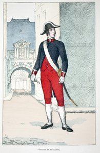 Vredesofficier (1802). Kleurgravure, ter illustratie van het boek Histoire du corps des gardiens de la paix, gepubliceerd onder auspiciën van Louis Lepine (1846-1933) prefect van politie van de Seine, door Alfred Rey (1864-?) en Louis Feron (1862-?). door Unknown artist